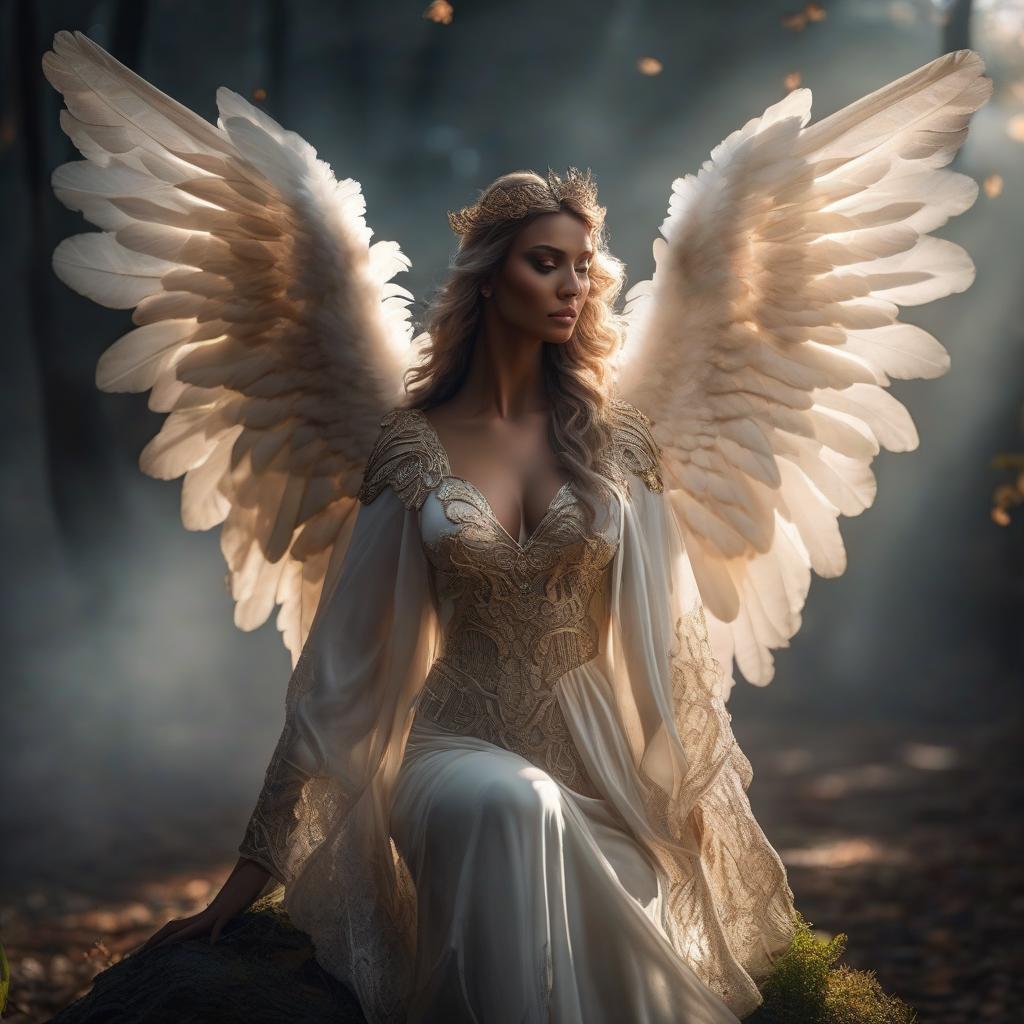  Angel with bone wings hyperrealistic, full body, detailed clothing, highly detailed, cinematic lighting, stunningly beautiful, intricate, sharp focus, f/1. 8, 85mm, (centered image composition), (professionally color graded), ((bright soft diffused light)), volumetric fog, trending on instagram, trending on tumblr, HDR 4K, 8K