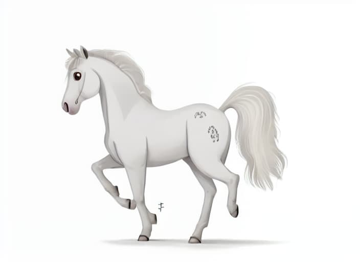  Cute white horse, whole body