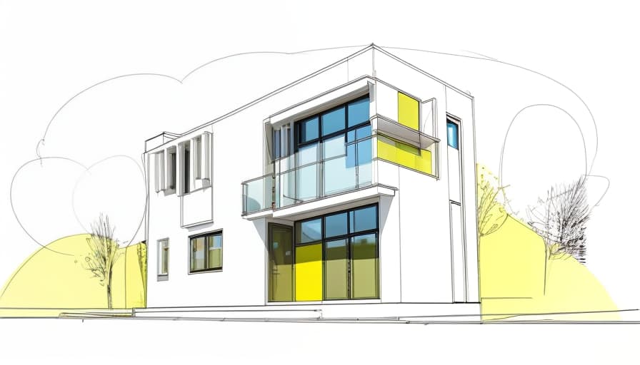  Modern exterior architecture modern 3 storey house, daylight, bright colors in harmony with the surrounding landscape