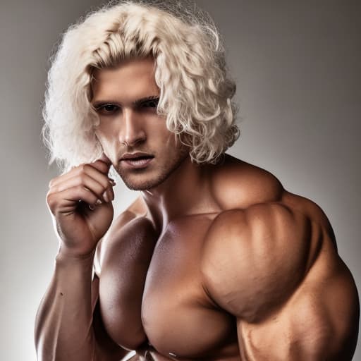 portrait+ style Russian queer fitness model blonde hunk dude face