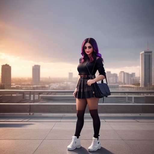  chica con el cabello negro y ojos rojos en una ciudad con ropa olgada y zapatos azules con una bebida en la mano hyperrealistic, full body, detailed clothing, highly detailed, cinematic lighting, stunningly beautiful, intricate, sharp focus, f/1. 8, 85mm, (centered image composition), (professionally color graded), ((bright soft diffused light)), volumetric fog, trending on instagram, trending on tumblr, HDR 4K, 8K