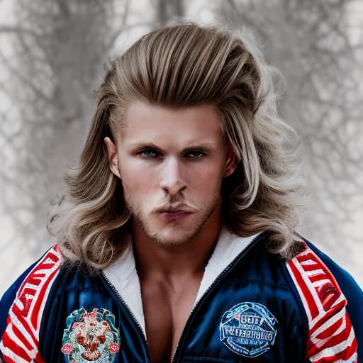 portrait+ style Russian queer IFBB blonde hunk dude face