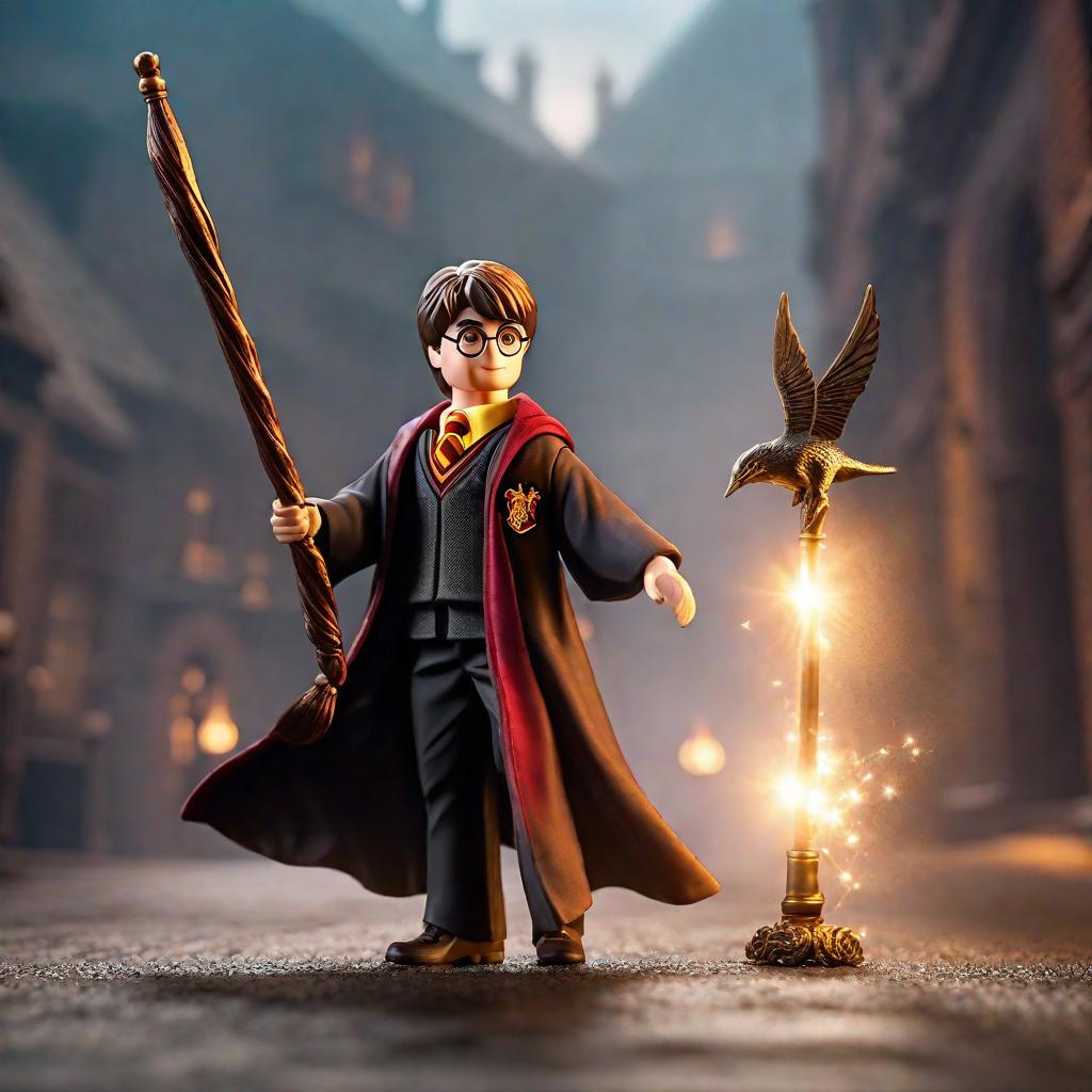  make a image of harry potter and his magic wand hyperrealistic, full body, detailed clothing, highly detailed, cinematic lighting, stunningly beautiful, intricate, sharp focus, f/1. 8, 85mm, (centered image composition), (professionally color graded), ((bright soft diffused light)), volumetric fog, trending on instagram, trending on tumblr, HDR 4K, 8K