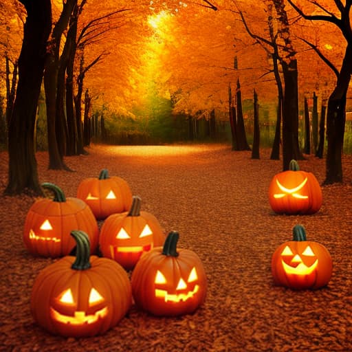 Halloween pumpkin autumn forest