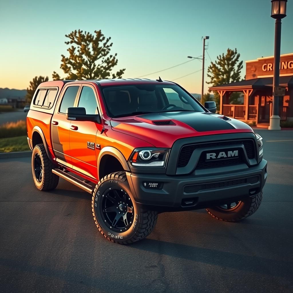  ram truck. lift kit. body mods. captain american paint. drone view