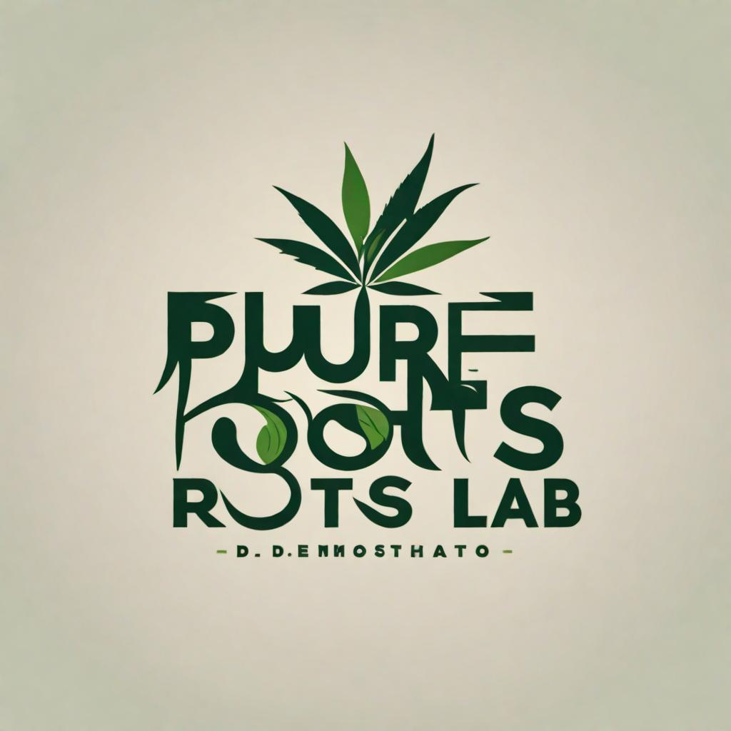  create me a high quality, clean cut logo for a brand named " Pure Roots Lab " that aims to appeal to this demopgraphic: Demographic Information:  Age Range: 21-45 Gender: All genders Occupation: Diverse, including professionals, creatives, and entrepreneurs Income Level: Middle to upper-middle class Geographic Location: Primarily urban and suburban areas where cannabis is legal Lifestyle: Health-conscious individuals who value wellness, mindfulness, and work-life balance. make sure the logo radiates the values of : Health, sustainability, transparency, and reliability. Be sure to keep the design simple, clean and elegant . Incorporate the cannabis leaf within the lettering of the icon