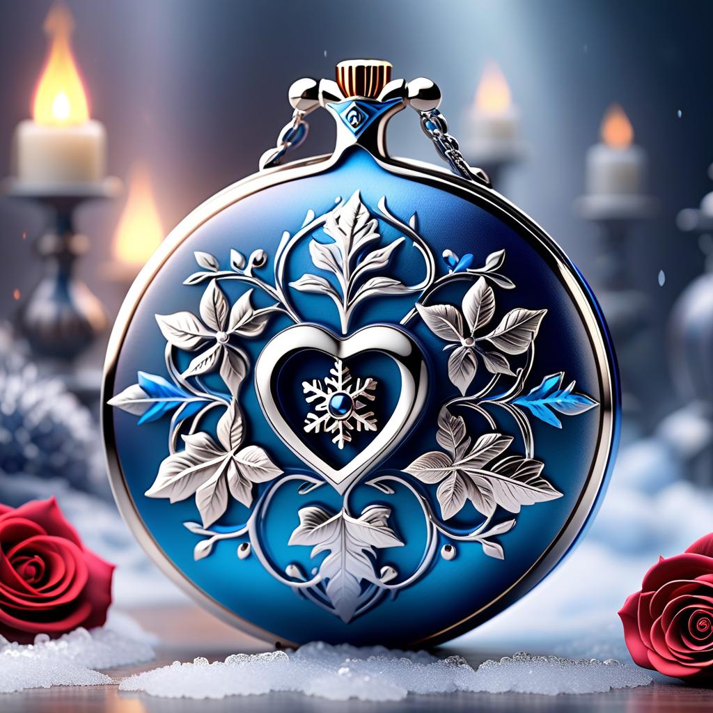  ethereal fantasy concept art of In the foreground on the background of a spiral a mould in the form of a fantasy heart. (Inside the mould): there is a ceramic vase with snowflake flowers, an envelope with a blue sealing wax seal, a handbag. (Ladies handbag design): silver grey colour, embroidered with roses and decorated with a silver decorative chain, and a clasp in the form of two ice flakes. . magnificent, celestial, ethereal, painterly, epic, majestic, magical, fantasy art, cover art, dreamy hyperrealistic, full body, detailed clothing, highly detailed, cinematic lighting, stunningly beautiful, intricate, sharp focus, f/1. 8, 85mm, (centered image composition), (professionally color graded), ((bright soft diffused light)), volumetric fog, trending on instagram, trending on tumblr, HDR 4K, 8K