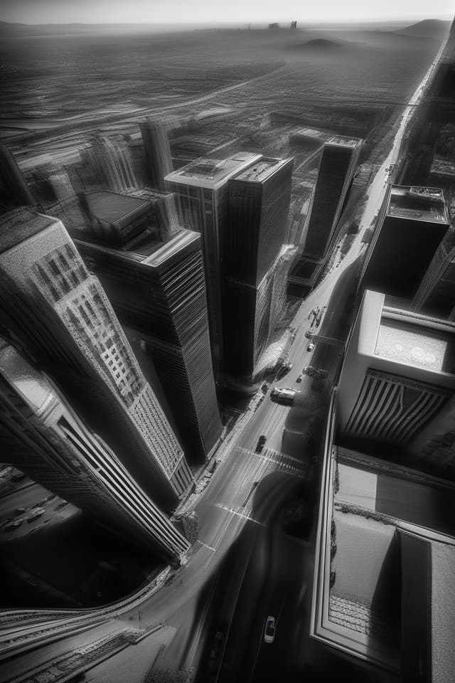  {{B&W,Monochrome World:1.4}} ultra detailed,8k,high resolution,absurd,employed,detailed,delicate composition,cinematic angles,bold composition,subtle features,{{Urban Center Cityscape}},((B&W,Monochrome Photography,Landscape Photography)) {urban center,buildings,sunrise},top quality,masterpiece,