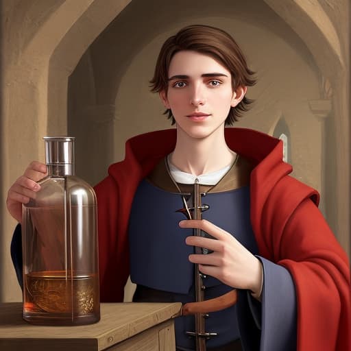  Medieval young male alchemist doctor