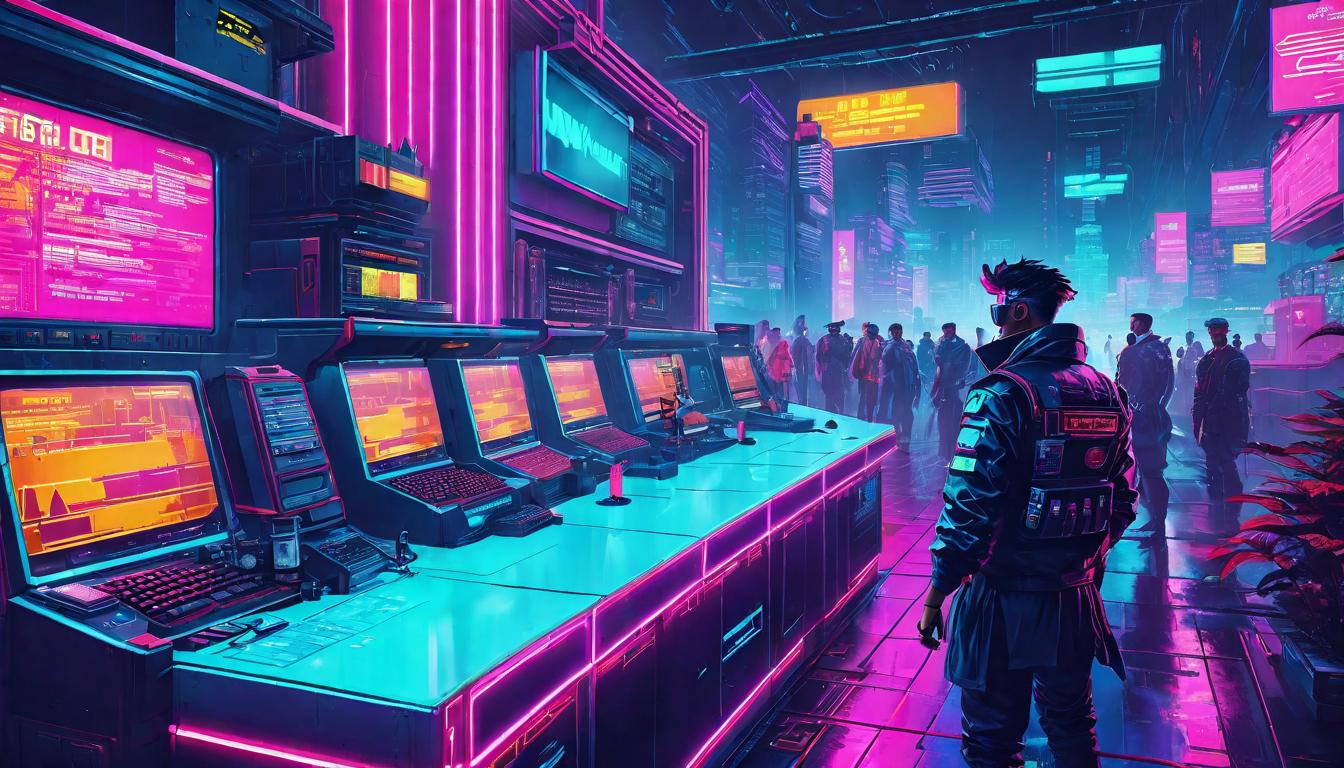  vaporwave,cyberpunk game style mysterious charisma, inspiring atmosphere, team in awe, elevated spirits, innovative ideas, mystical ambianceeon, dystopian, futuristic, digital, vibrant, detailed, high contrast, reminiscent of cyberpunk genre video games,retro aesthetic, cyberpunk, vibrant, neon colors, vintage 80s and 90s style, highly detailed