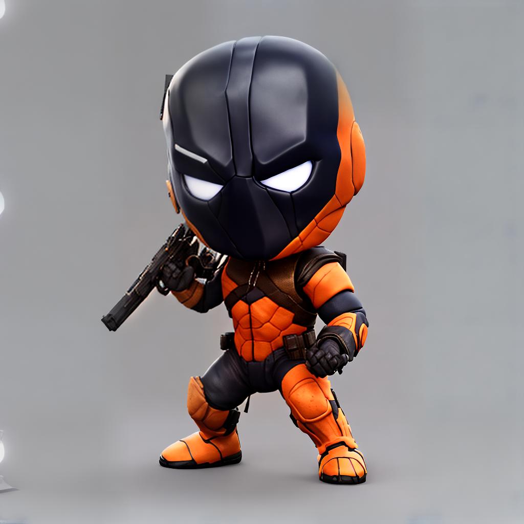 redshift style Crear un personaje divertido, que llame la atención a clientes y usuarios de una tienda q vende accesorios Gamer, el personaje debe basarse en el personaje de Deathstroke se debe combinar los colores negro y naranja, esto para q sea el avatar de la tienda.