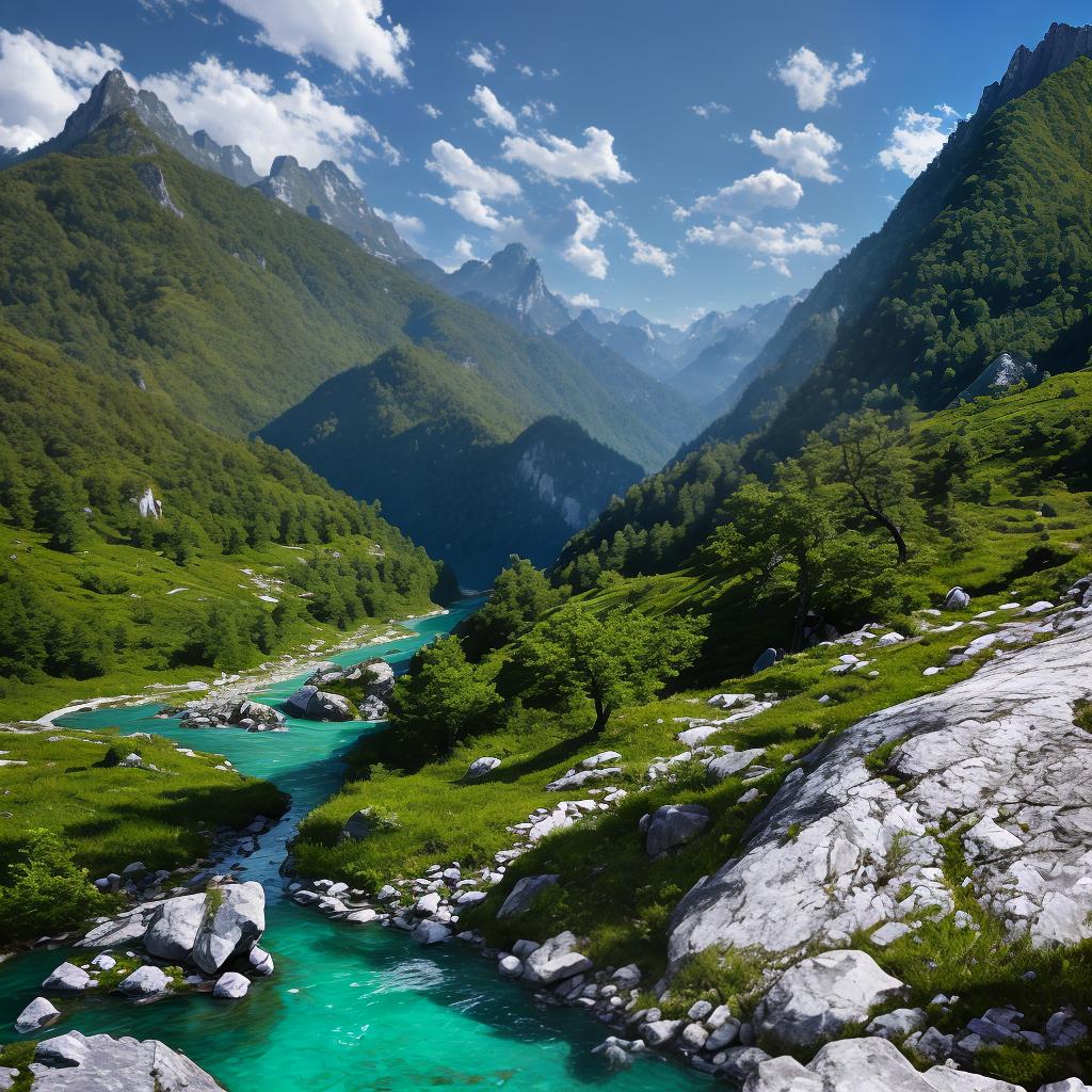  masterpiece, best quality, (fidelity:1.4), best quality, masterpiece, ultra high resolution, 8k resolution, Wuzhishan, alpine forest, open sky, river, blue sky and white clouds