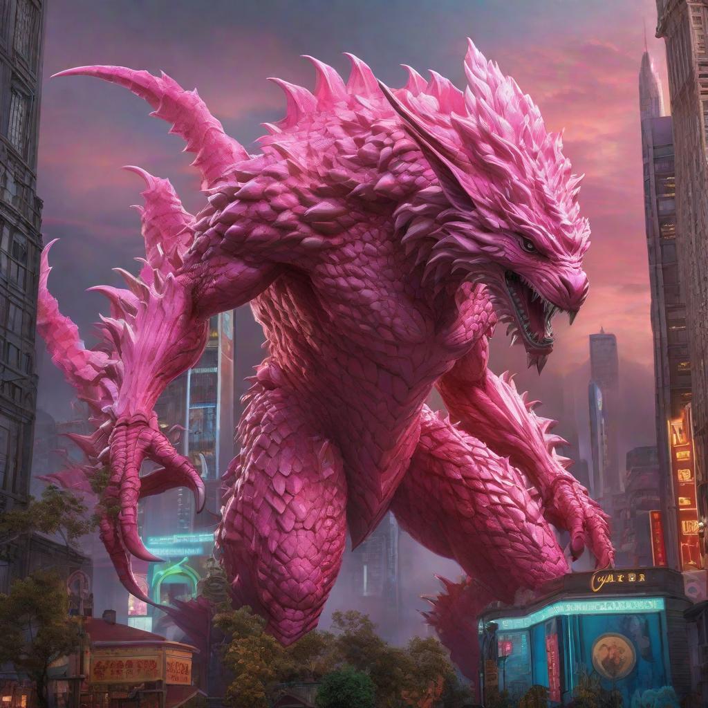  ⚪genera un kaiju de color blanco con garras de color rosa que se llama bright⚪, artgerm, jeremy, lipkin, michael, garmash detailed digital art, radiant, light, detailed, intricate, environment hyperrealistic, full body, detailed clothing, highly detailed, cinematic lighting, stunningly beautiful, intricate, sharp focus, f/1. 8, 85mm, (centered image composition), (professionally color graded), ((bright soft diffused light)), volumetric fog, trending on instagram, trending on tumblr, HDR 4K, 8K