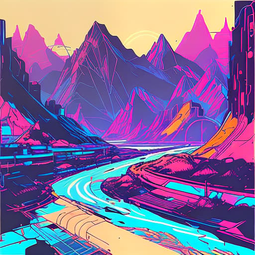 nvinkpunk Whimsical mountains and river