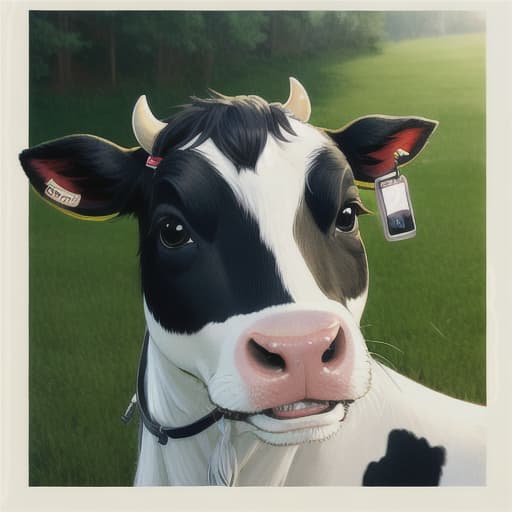  cow using a camera for a selfie