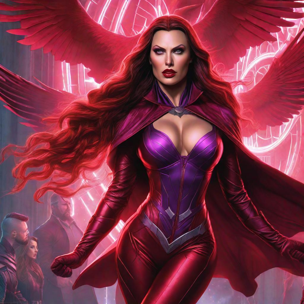  Raven vs Scarlet witch, realistic, portrait, art by donato giancola and greg rutkowski, realistic face, digital art, trending on artstation hyperrealistic, full body, detailed clothing, highly detailed, cinematic lighting, stunningly beautiful, intricate, sharp focus, f/1. 8, 85mm, (centered image composition), (professionally color graded), ((bright soft diffused light)), volumetric fog, trending on instagram, trending on tumblr, HDR 4K, 8K