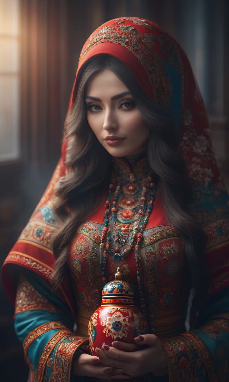  Matryoshka hyperrealistic, full body, detailed clothing, highly detailed, cinematic lighting, stunningly beautiful, intricate, sharp focus, f/1. 8, 85mm, (centered image composition), (professionally color graded), ((bright soft diffused light)), volumetric fog, trending on instagram, trending on tumblr, HDR 4K, 8K