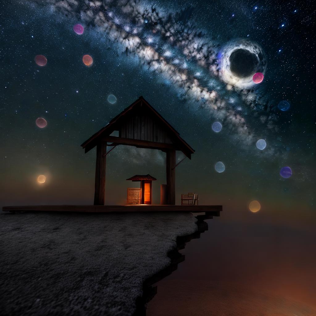  a house on a mountain, fantasy rich, by night, stars and moonshine, beautiful lighting, cinematic lighting, raw photo (best quality, masterpiece:1.2), ultrahigh res, highly detailed, sharp focus