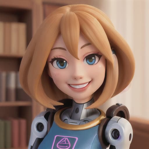 Female robot portrait beautiful smiling detailed close up