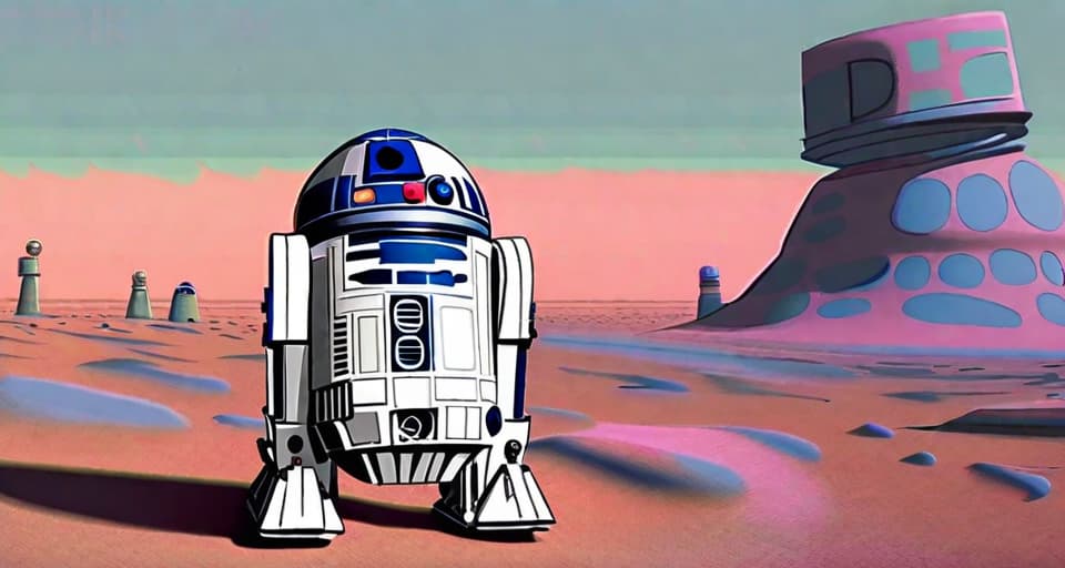  pixar style , r2d2, with pastel colours