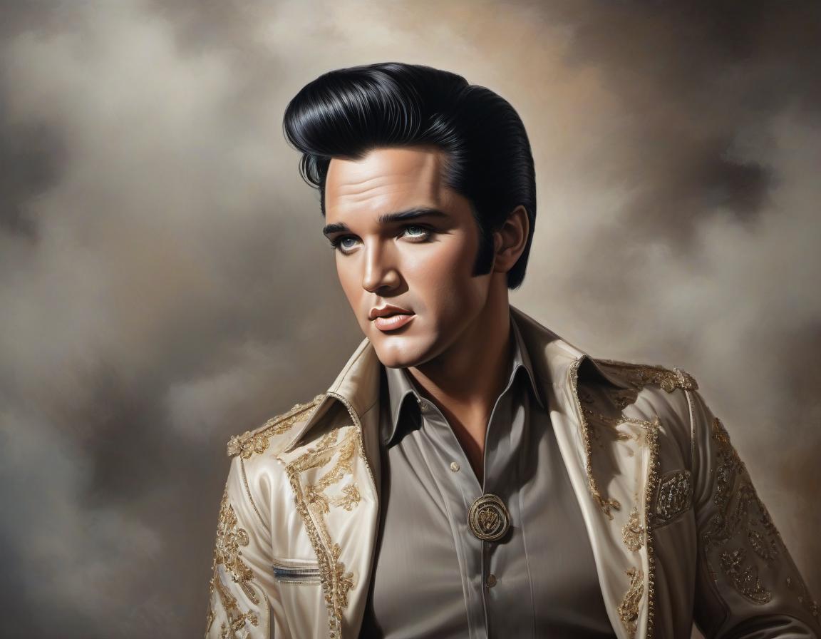  Portrait of Elvis Presley, the king of rock n roll, bitmap image, liquid background, sharp strokes, oil painting, trend on art station, in the style of Jean Baptiste Monge. hyperrealistic, full body, detailed clothing, highly detailed, cinematic lighting, stunningly beautiful, intricate, sharp focus, f/1. 8, 85mm, (centered image composition), (professionally color graded), ((bright soft diffused light)), volumetric fog, trending on instagram, trending on tumblr, HDR 4K, 8K