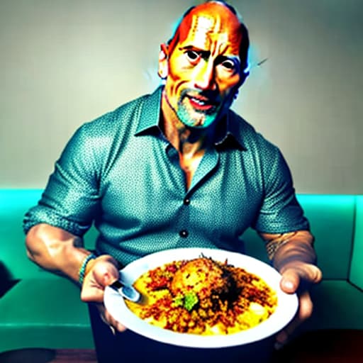  Dwayne Johnson eating biryani