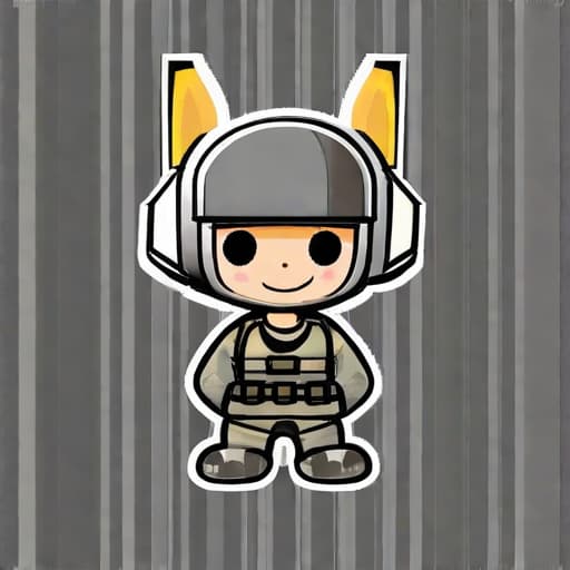  Soldier boy character videogame in grey background with big ears