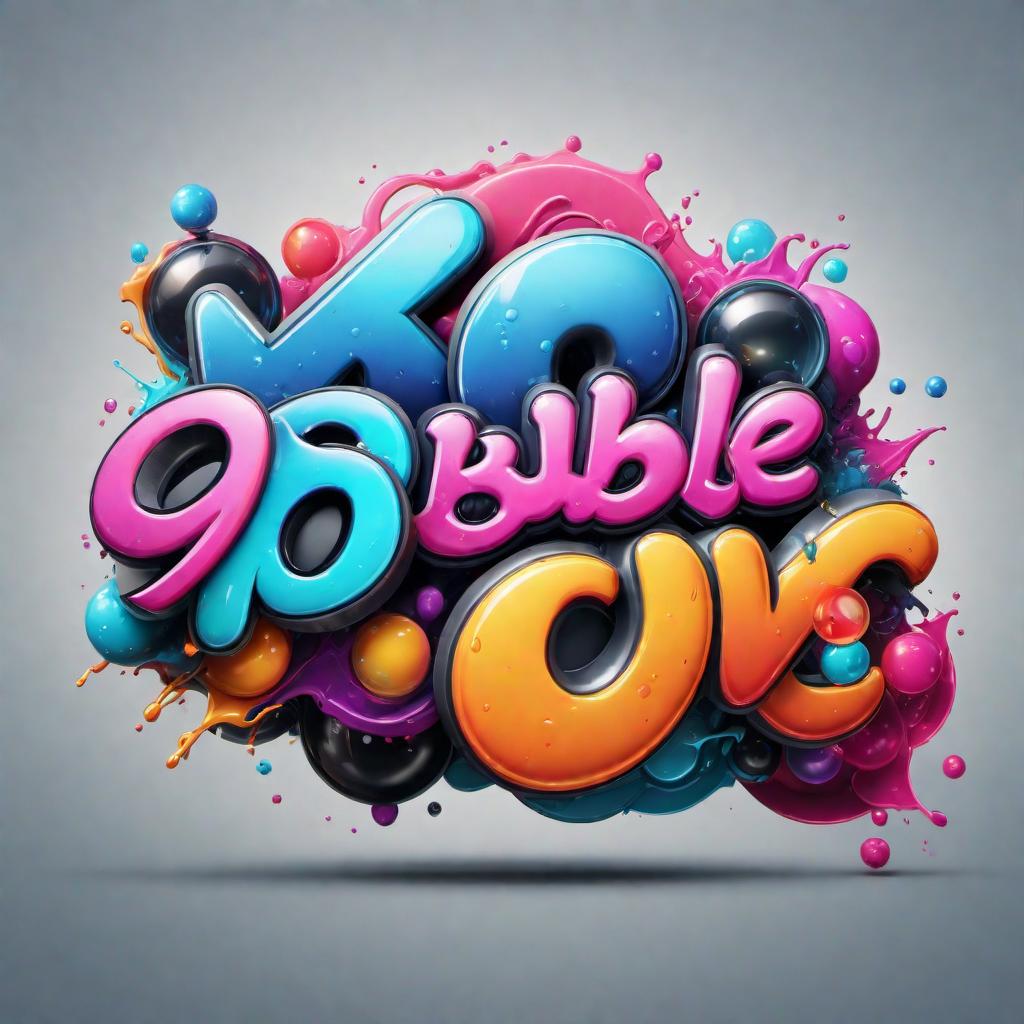  Create a logo design inspired by the 90's style with graffiti font bubble letters. hyperrealistic, full body, detailed clothing, highly detailed, cinematic lighting, stunningly beautiful, intricate, sharp focus, f/1. 8, 85mm, (centered image composition), (professionally color graded), ((bright soft diffused light)), volumetric fog, trending on instagram, trending on tumblr, HDR 4K, 8K