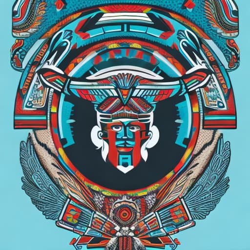 portrait+ style Illustrate the Mexican eagle soaring against a backdrop of traditional Aztec motifs, blending cultural symbolism with modern design elements, evoking a sense of heritage and strength. T-shirt design graphic, vector, contour, white background.