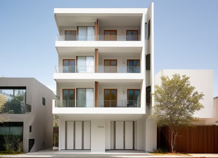  Street view of the house, modern architectural style, aluminum doors, bright colors of white and brown, beautiful daylight