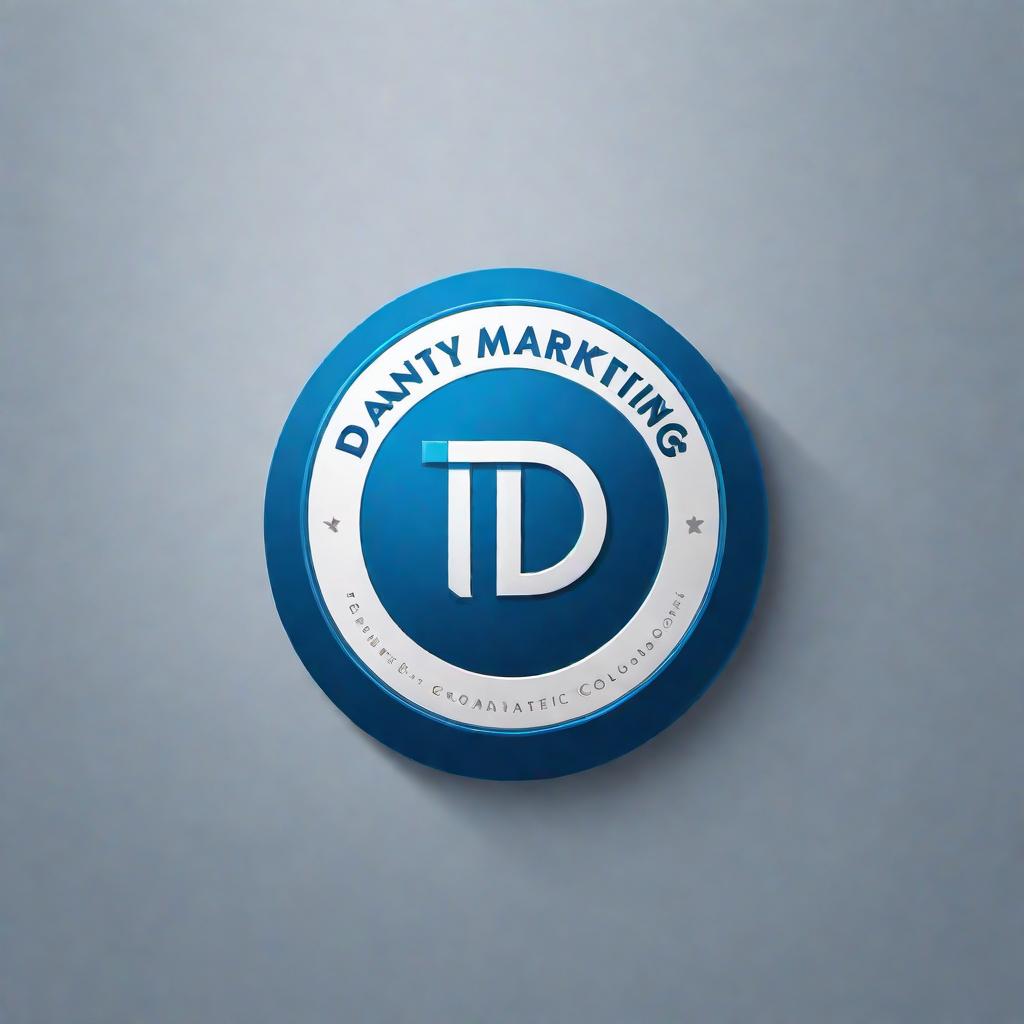  Create a modern and clean logo for 'DannyT Marketing'. The logo should incorporate elements like a sleek font, and possibly an elegant icon related to marketing or digital media. Utilize a professional color scheme such as blue, white, and grey. hyperrealistic, full body, detailed clothing, highly detailed, cinematic lighting, stunningly beautiful, intricate, sharp focus, f/1. 8, 85mm, (centered image composition), (professionally color graded), ((bright soft diffused light)), volumetric fog, trending on instagram, trending on tumblr, HDR 4K, 8K