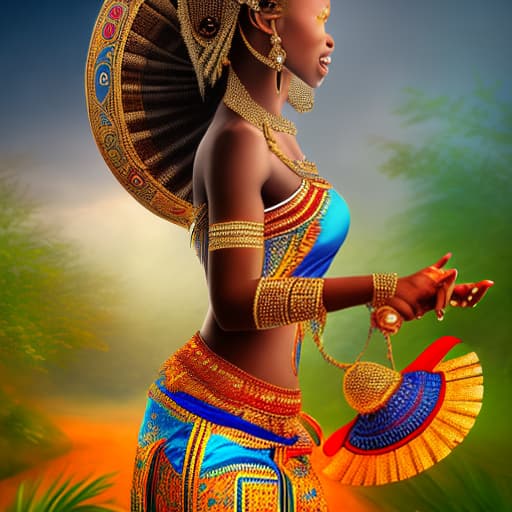 mdjrny-v4 style an African beautiful maiden dancing in celebration