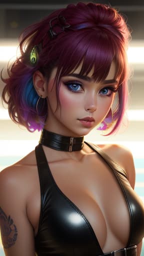  rave goddess, psychedelic leather, crop top, hyperrealistic, high quality, highly detailed, perfect lighting, intricate, sharp focus, f/1. 8, 85mm, (centered image composition), (professionally color graded), ((bright soft diffused light)), trending on instagram, HDR 4K, 8K