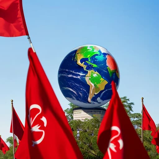  All the earth will be printed on the five-star red flag,