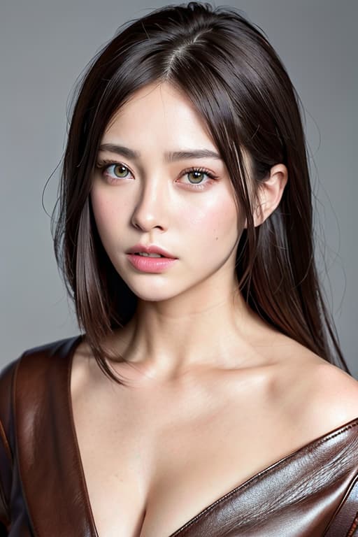  Realistic brunette leather, (Masterpiece, BestQuality:1.3), (ultra detailed:1.2), (hyperrealistic:1.3), (RAW photo:1.2),High detail RAW color photo, professional photograph, (Photorealistic:1.4), (realistic:1.4), ,professional lighting, (japanese), beautiful face, (realistic face)