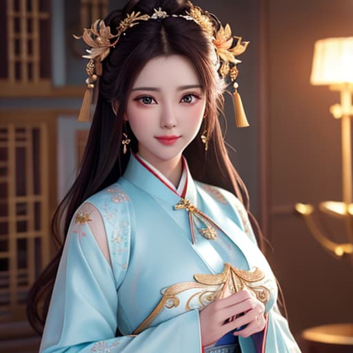  best quality, masterpiece, highres, 1girl,blush,(seductive smile:0.8),star shaped pupils,china hanfu,hair ornament,necklace, jewelry,Beautiful face,upon body, tyndall effect,photorealistic, dark studio, rim lighting, two tone lighting,(high detailed skin:1.2), 8k uhd, dslr, soft lighting, high quality, volumetric lighting, candid, Photograph, high resolution, 4k, 8k, Bokeh hyperrealistic, full body, detailed clothing, highly detailed, cinematic lighting, stunningly beautiful, intricate, sharp focus, f/1. 8, 85mm, (centered image composition), (professionally color graded), ((bright soft diffused light)), volumetric fog, trending on instagram, trending on tumblr, HDR 4K, 8K