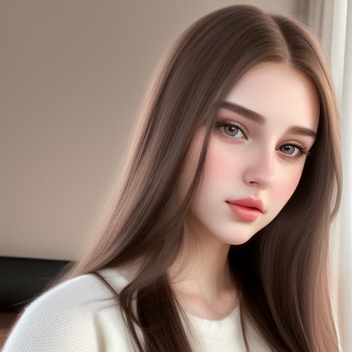  Pretty, gorgeous, white female influencer, young adult, long dark brown natural hair, plump, big natural lips, oval face, sharp jawline, charming and inviting appearance, cute nose, sweet, caring, kind personality, human, life like, hyper realistic, 8K, ultra HD