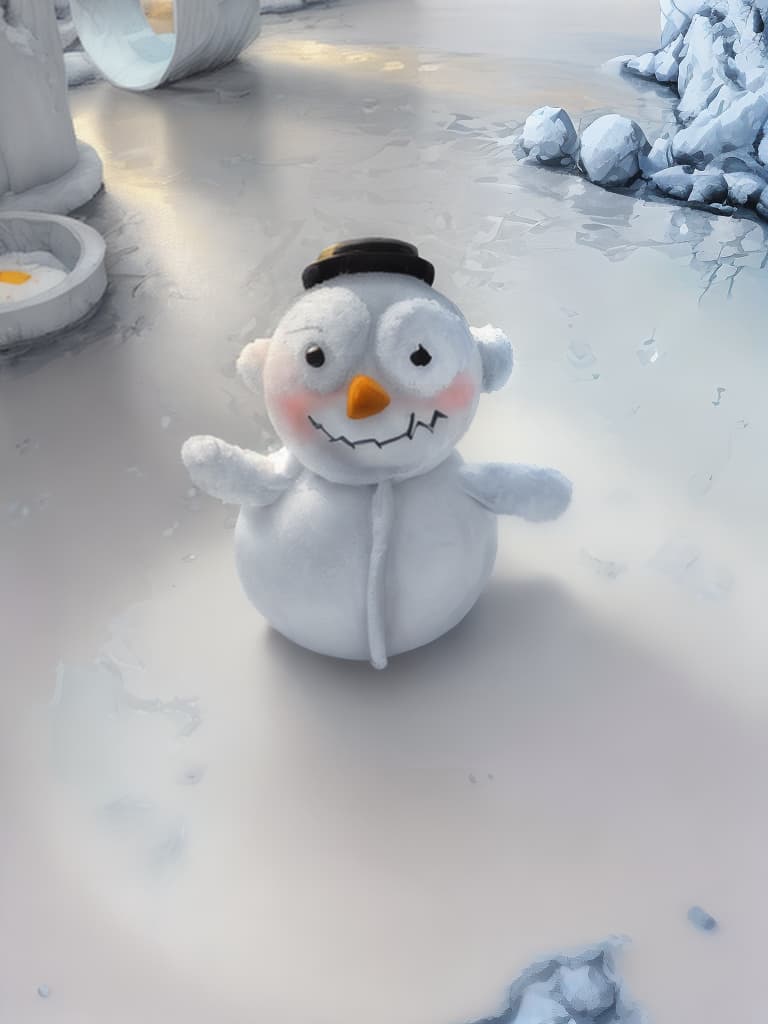  A cute snowman Cartoon character in classroom, school theme, inpired by disney, illustration (best quality, masterpiece:1.2), ultrahigh res, highly detailed, sharp focus