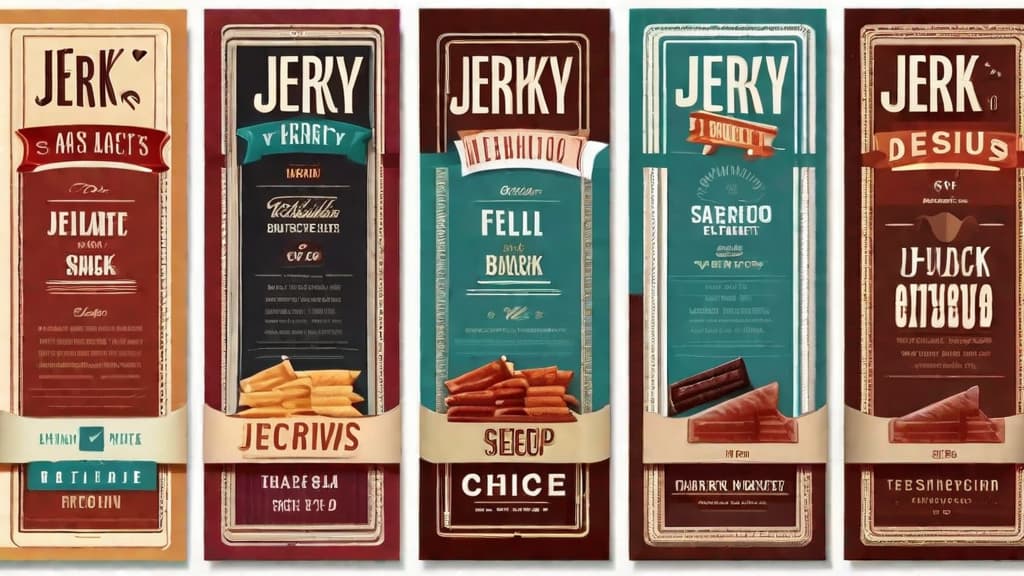  minimalistic icon of Delicious Jerky Snack Varieties, flat style, on a white background