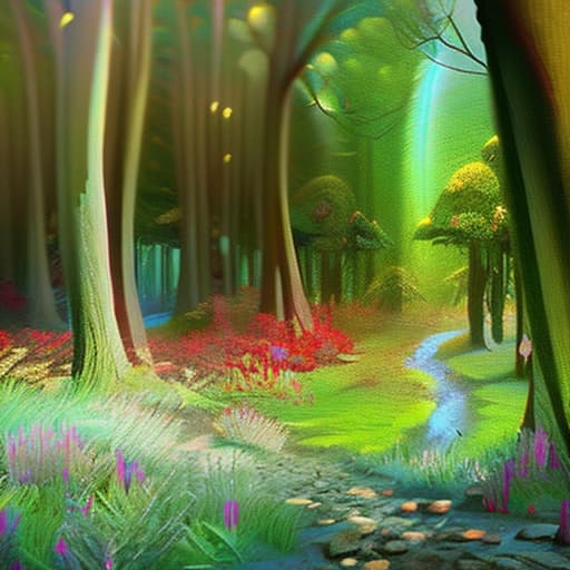  magic forest in style of Vanya Zhuravlev