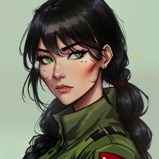  A Yakut girl, black hair in a ponytail, green eyes, a military scar on her cheek, militarism, future, XCOM 2. Note: I translated each word/phrase separately, so the sentence may not have perfect grammar. The user prompt does not contain punctuation, and it's not always clear where to place commas or other punctuation marks., portrait photo, photograph, highly detailed face, depth of field, moody light, golden hour, style by Dan Winters, Russell James, Steve McCurry, centered, extremely detailed, Nikon D850, award winning photography hyperrealistic, full body, detailed clothing, highly detailed, cinematic lighting, stunningly beautiful, intricate, sharp focus, f/1. 8, 85mm, (centered image composition), (professionally color graded), ((bright soft diffused light)), volumetric fog, trending on instagram, trending on tumblr, HDR 4K, 8K