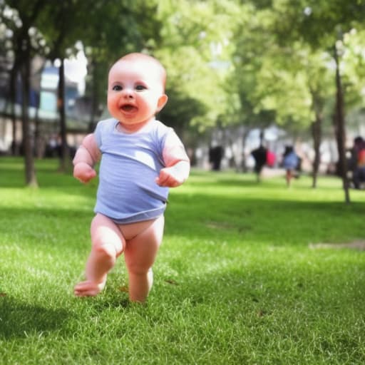  cute baby runing in market holding mobile