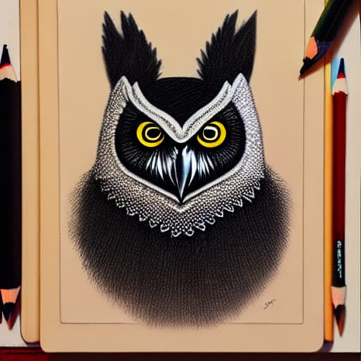  owl in the realistic style of drawing with a simple pencil