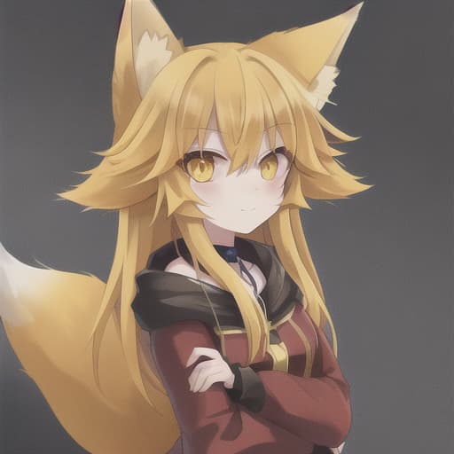  cute fox girl, yellow hair