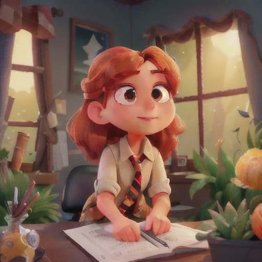  An image portraying a scene where Lina is planning a new adventure, her face brimming with excitement about the forthcoming escapade. The ambient setting is portrayed as a golden-drenched garden, glowing and serene as the sun sets. The description centers on the vivid expression of the scenario's essence without any unnecessary detail or ambiguity., best quality, very detailed, high resolution, sharp, sharp image, extremely detailed, 4k, 8k hyperrealistic, full body, detailed clothing, highly detailed, cinematic lighting, stunningly beautiful, intricate, sharp focus, f/1. 8, 85mm, (centered image composition), (professionally color graded), ((bright soft diffused light)), volumetric fog, trending on instagram, trending on tumblr, HDR 4K, 8K