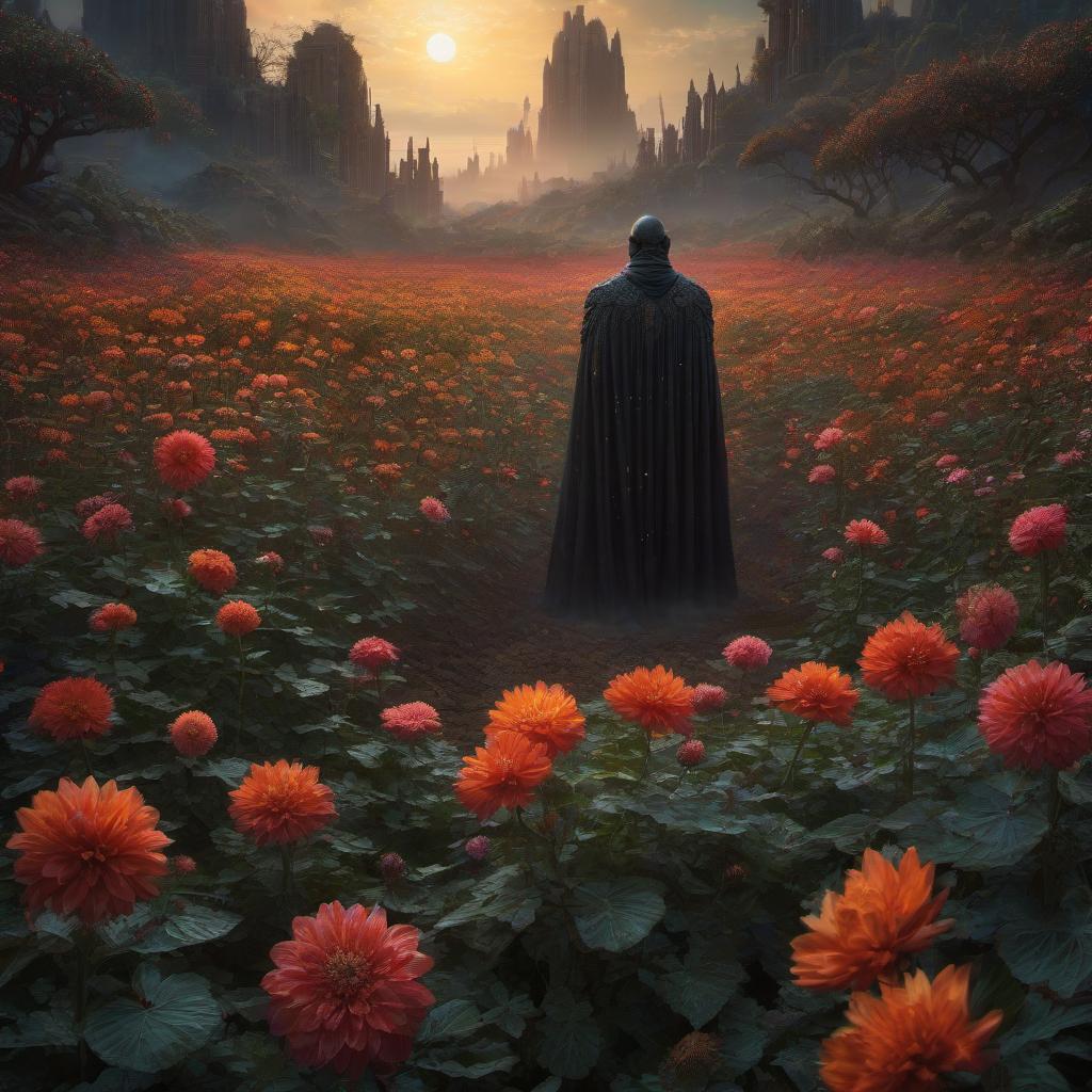  (stylized by Tomasz Alen Kopera:1.3) , dark art, dense flower field and Perseid meteor in background, landscape of a (Barcelona:1.2) , very Bizarre and 1600'S, Hurricane, Glitchcore, Amaro, layered textures, ornate, intricate artistic color, complimentary colors, very inspirational, atmosphere, fine artistic composition, sunny, theatrical hyperrealistic, full body, detailed clothing, highly detailed, cinematic lighting, stunningly beautiful, intricate, sharp focus, f/1. 8, 85mm, (centered image composition), (professionally color graded), ((bright soft diffused light)), volumetric fog, trending on instagram, trending on tumblr, HDR 4K, 8K