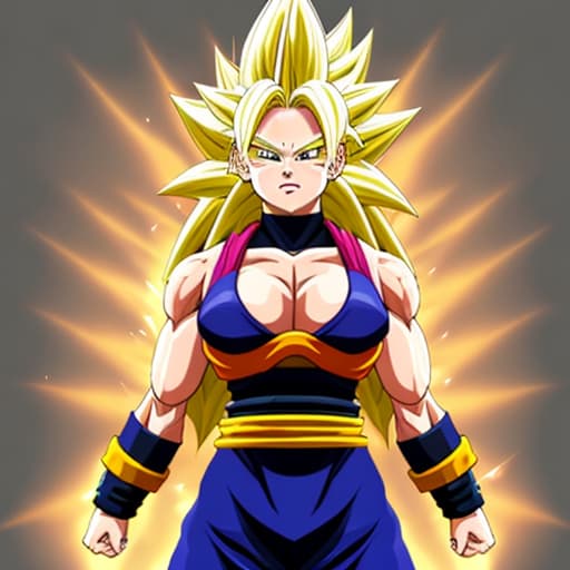  "A female attractive Super Saiyan transforms into Super Saiyan Grade 2."