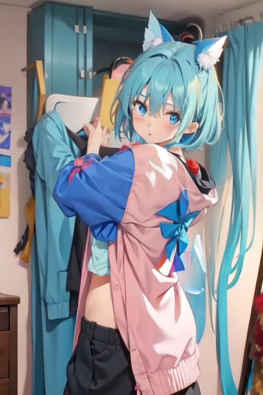  Cirno taking off her clothes, in dressing room, ice wings