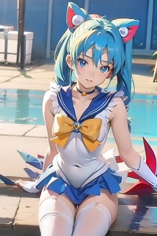  Cirno, sailor moon cosplay, naked, lewd