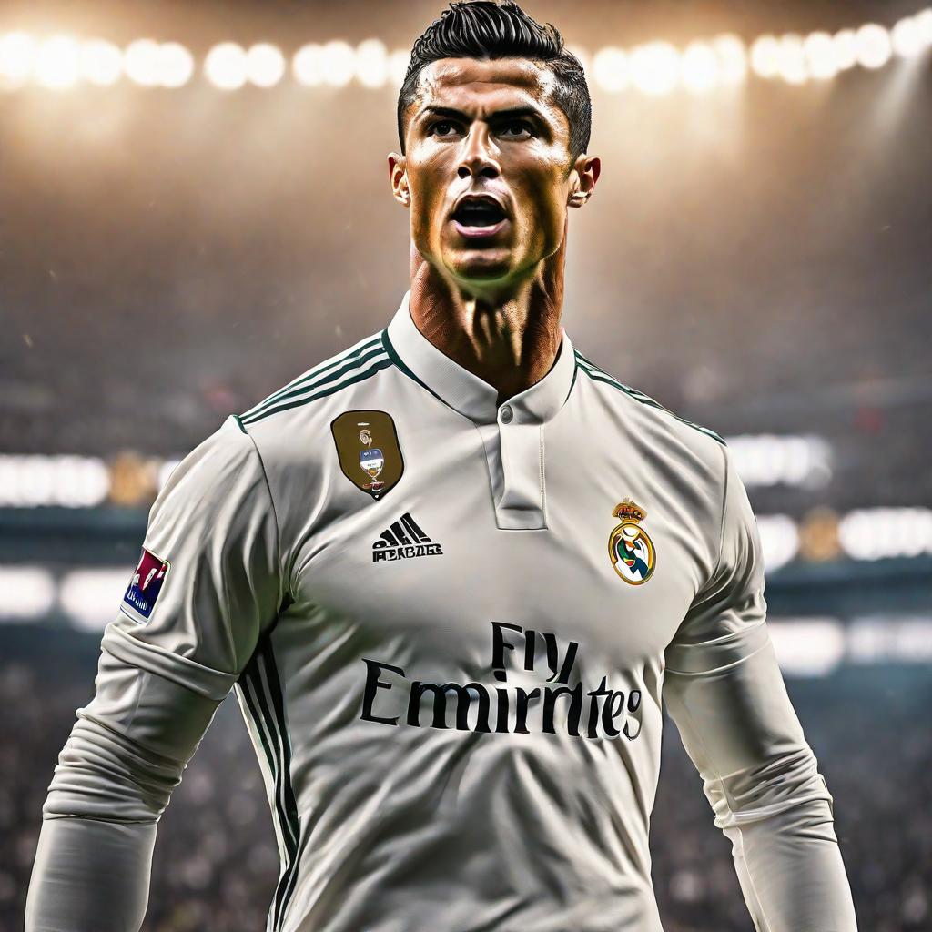  Cristiano ronaldo is an king hyperrealistic, full body, detailed clothing, highly detailed, cinematic lighting, stunningly beautiful, intricate, sharp focus, f/1. 8, 85mm, (centered image composition), (professionally color graded), ((bright soft diffused light)), volumetric fog, trending on instagram, trending on tumblr, HDR 4K, 8K